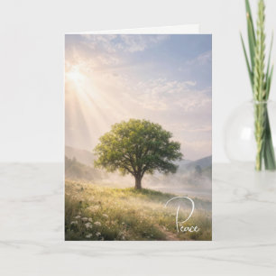 Mitgefühl Einsamer Baum mit Sonnenstrahlen Karte