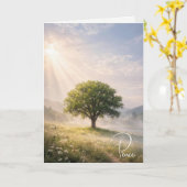 Mitgefühl Einsamer Baum mit Sonnenstrahlen Karte (Gelbe Blume)