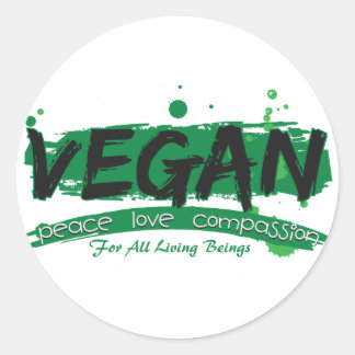 Mitgefühl für vegane Liebe Runder Aufkleber