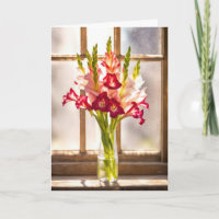 Mitgefühl Gladiolenstrauß in einem sonnigen Fenste
