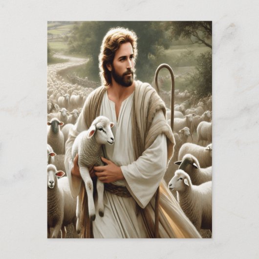 Mitgefühl Hirte mit sanfter Flock Postkarte (Vorderseite)