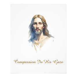 Mitgefühl in seinem Blick - Jesus Aquarell Malerei Fotodruck