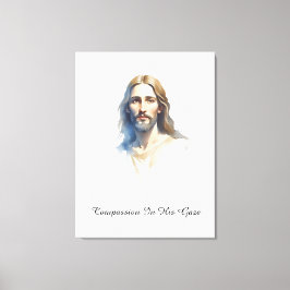 Mitgefühl in seinem Blick - Jesus Aquarell Malerei Leinwanddruck