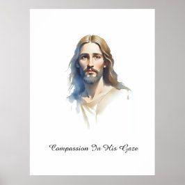 Mitgefühl in seinem Blick - Jesus Aquarell Malerei Poster