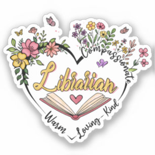 Mitgefühl Librarian - Blumenherz Design Aufkleber