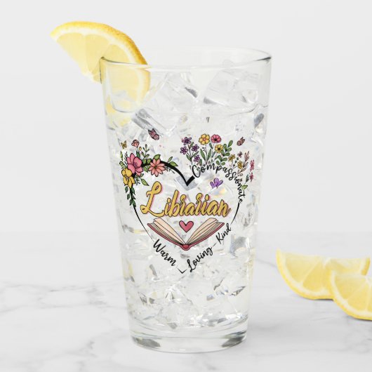 Mitgefühl Librarian - Blumenherz Design Glas (Vorderseite Ice)