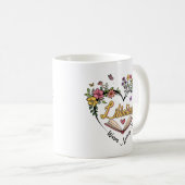 Mitgefühl Librarian - Blumenherz Design Kaffeetasse (VorderseiteRechts)