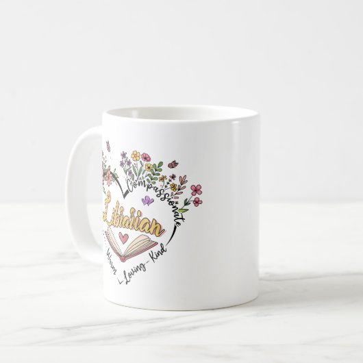 Mitgefühl Librarian - Blumenherz Design Kaffeetasse (Vorderseite Links)