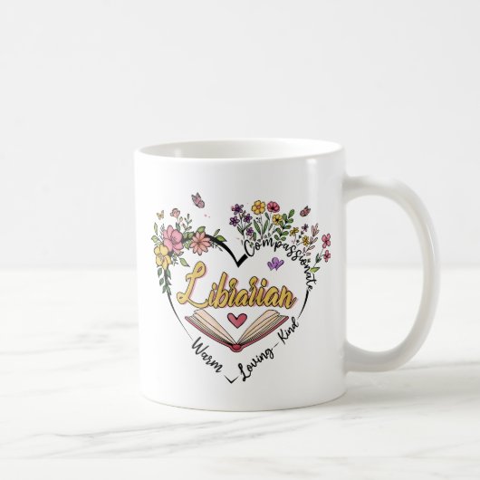 Mitgefühl Librarian - Blumenherz Design Kaffeetasse (Rechts)
