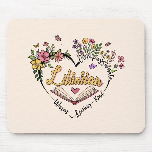 Mitgefühl Librarian - Blumenherz Design Mousepad (Vorne)