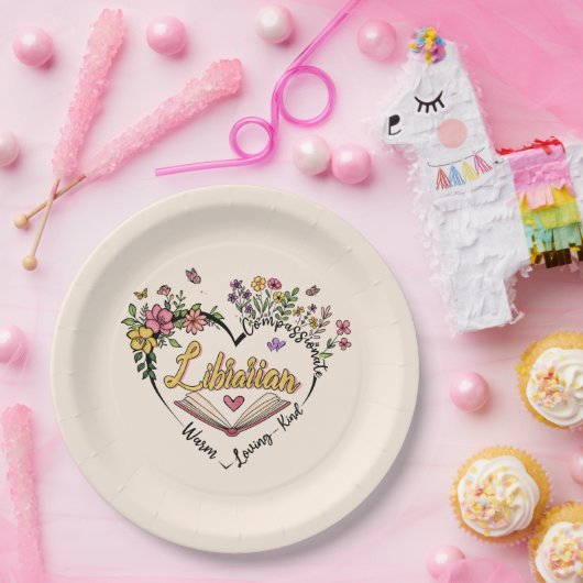 Mitgefühl Librarian - Blumenherz Design Pappteller (Party)