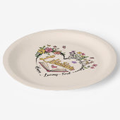 Mitgefühl Librarian - Blumenherz Design Pappteller (Schrägansicht)