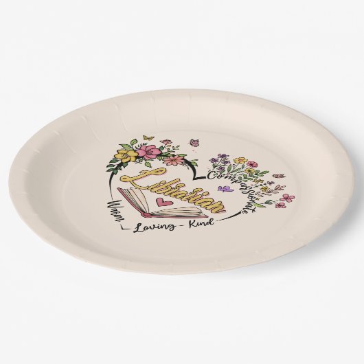 Mitgefühl Librarian - Blumenherz Design Pappteller (Schrägansicht)