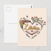 Mitgefühl Librarian - Blumenherz Design Postkarte (Vorne/Hinten)