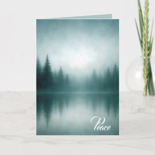 Mitgefühl Nebel Kiefernbaum Wasser Reflexion Karte