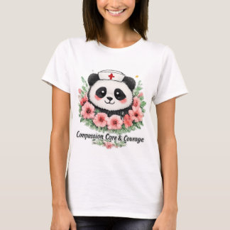 Mitgefühl Pflege und Mut Floral Panda Krankenschwe T-Shirt