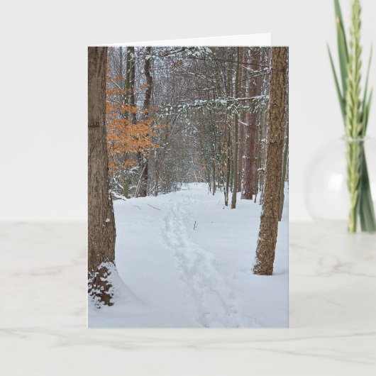 Mitgefühl Schneeige Fußspuren in einem Winterwald Karte (Vorderseite)