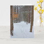 Mitgefühl Schneeige Fußspuren in einem Winterwald Karte (Gelbe Blume)