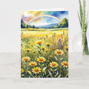 Mitgefühl Wildblumenfeld mit Regenbogen Karte