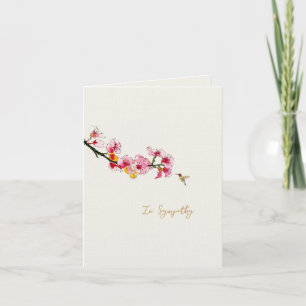 Mitgefühlskarte mit Kirschblüten und Kolibri Dankeskarte