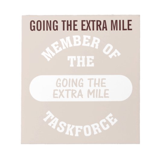 Mitglied der Task Force "Extra Mile" Notizblock (Vorderseite)
