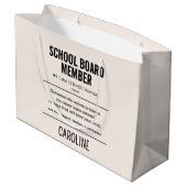 Mitglied des personalisiert School Board Funny Große Geschenktüte (Rückseite Schrägansicht)