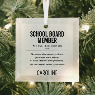 Mitglied des personalisiert School Board Funny Ornament Aus Glas