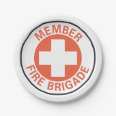 Mitglied-Feuerbrigadezeichen Pappteller (Vorderseite)