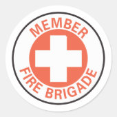 Mitglied-Feuerbrigadezeichen Runder Aufkleber (Vorderseite)