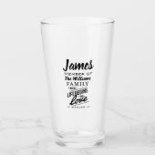 Mitglied Ihrer Familiennamen-Liebe endet nie Glas (Vorderseite)