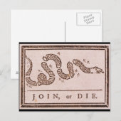 Mitglied oder Die ORIGINAL Benjamin Franklin Carto Postkarte (Vorne/Hinten)