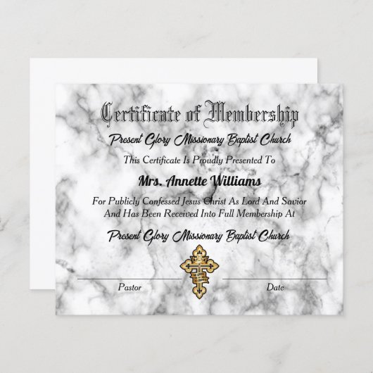 Mitgliedschaftszeugnis (Vorne/Hinten)