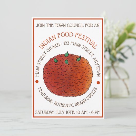 Mithai Indian Süßigkeiten Laddu Ladoo Food Festiva Einladung (Stehend Vorderseite)