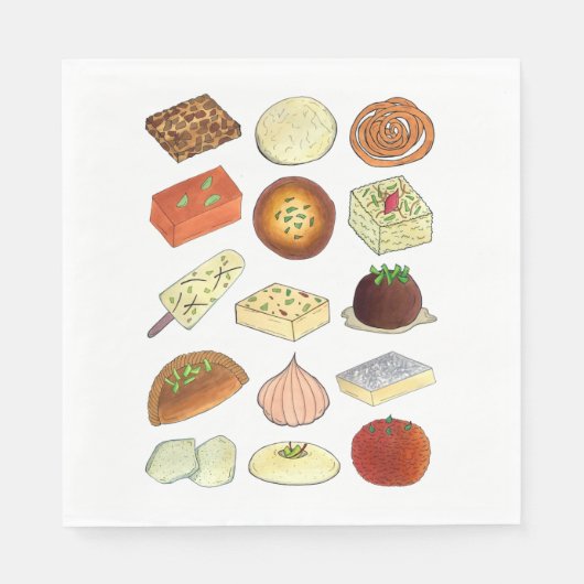 Mithai Indian Süßigkeiten Süßwarengetränke Indien Serviette (Vorderseite)