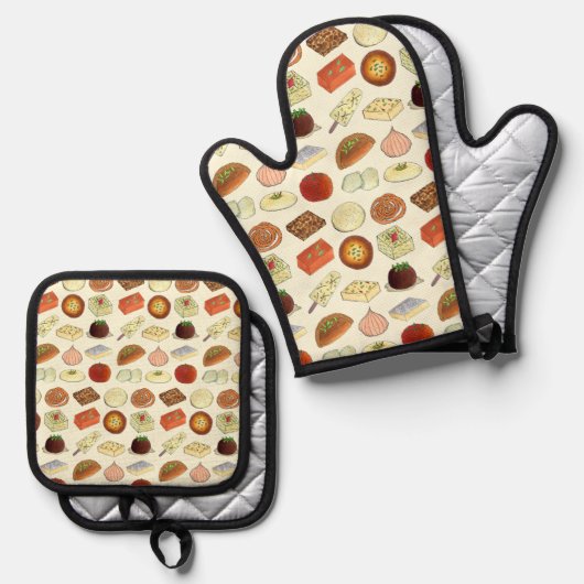 MITHAI Klassische indische Bengalische pakistanisc Ofenhandschuh & Topflappen-Set (Vorderseite/Rückseite)