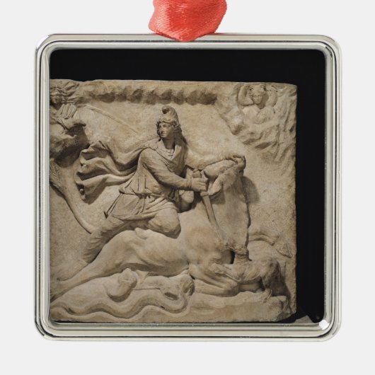 Mithras, das den Stier, 2.-. Jahrhundert opfert Ornament Aus Metall (Vorne)