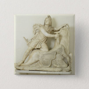 Mithras, das den Stier, Marmorentlastung, römisch Button