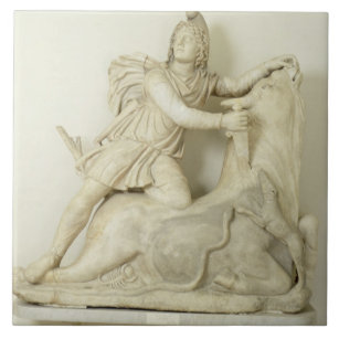 Mithras, das den Stier, Marmorentlastung, römisch Fliese