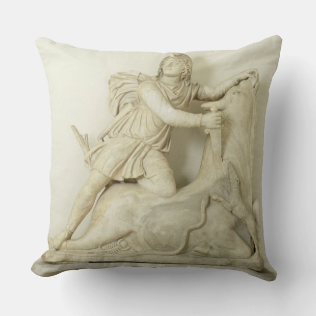 Mithras, das den Stier, Marmorentlastung, römisch Kissen (Vorderseite)
