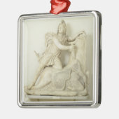 Mithras, das den Stier, Marmorentlastung, römisch Silbernes Ornament (Links)