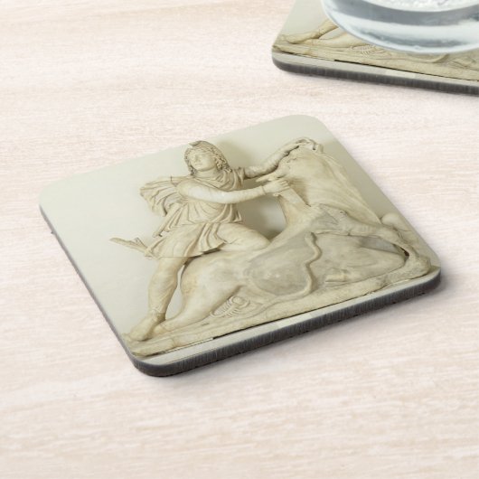 Mithras, das den Stier, Marmorentlastung, römisch Untersetzer (Linke Seite)