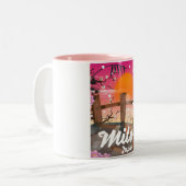 Mito Japan blüht ein Poster. Zweifarbige Tasse (Vorderseite Links)