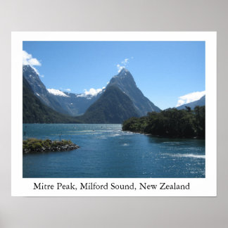 Mitre Peak, Milford Sound, New Zealand Poster