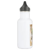 Mitred Parakeet auf Holzpfosten Trinkflasche (Links)