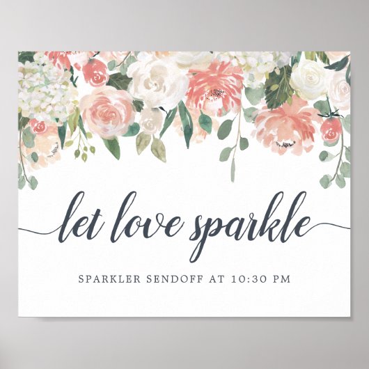 Mitsommer Floral Wedding Sparkler Sendoff Sign Poster (Vorne)