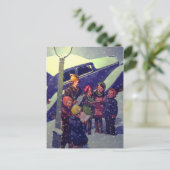 Mitspielen im Schnee, 1935 Postkarte (Stehend Vorderseite)