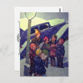 Mitspielen im Schnee, 1935 Postkarte (Vorne/Hinten)