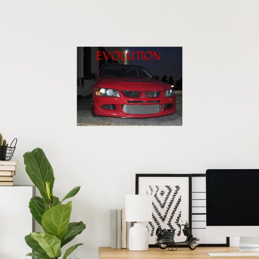 Mitsubishi Evolution nachts Poster (Heimbüro)