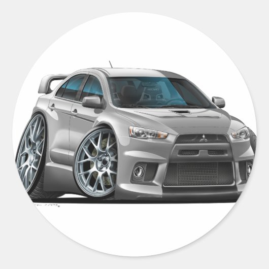 Mitsubishi Silver Car Runder Aufkleber (Vorderseite)