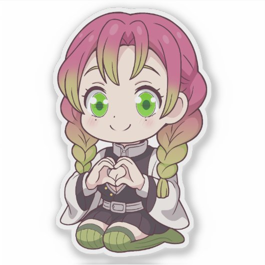 Mitsuri Kanroji Chibi Love Aufkleber (Vorderseite)